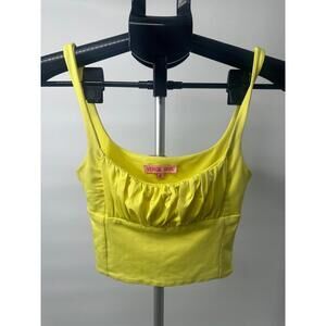 Verge Girl Crop Top Yellow Sleeveless Square‎ Neck Ruffled Top Size 8
